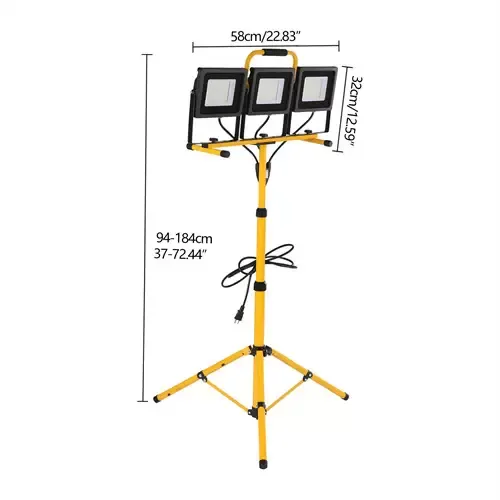 3 Adjustable Head LED Work Light with 40.16-75.6 inches Adjustable and Foldable Tripod Stand